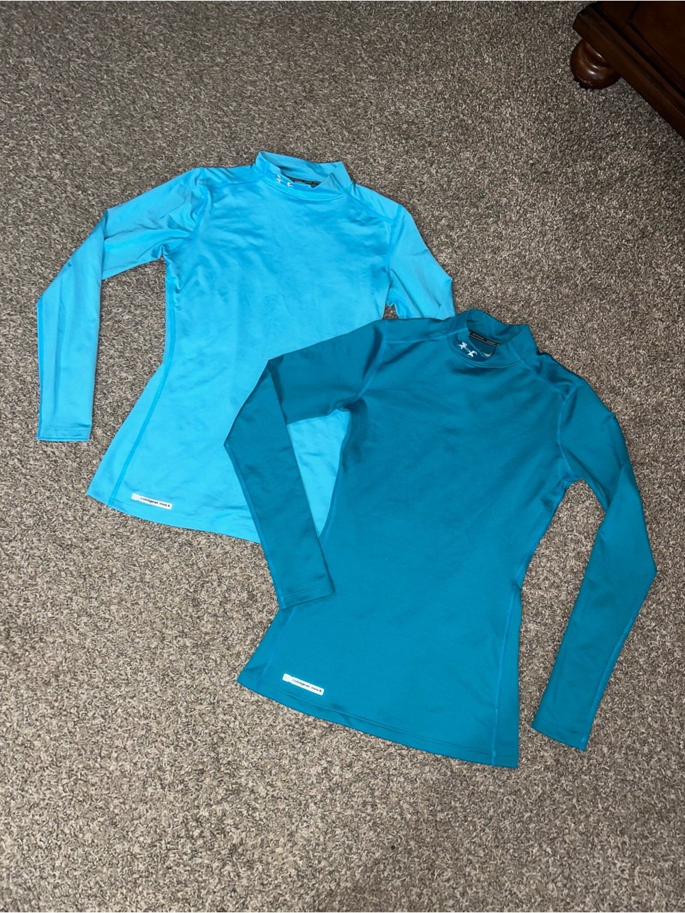 Two Women’s Under Armour Fitted Cold Gear Mock Long-Sleeve Shirts size S